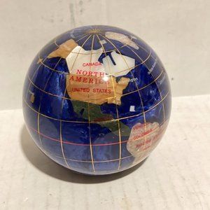 Alexander Kalifano Inlaid Gemstone Globe Paperweight Semi-Precious Stones